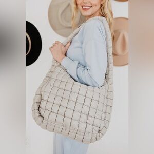 Cream Quilted Women's Bag